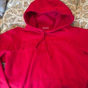 Supreme Red Pullover Sweater with Hood